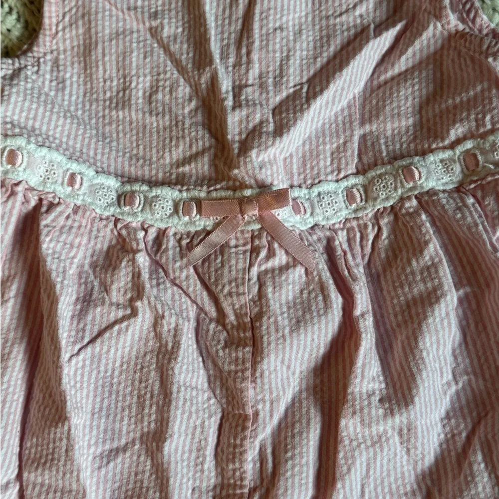 Vintage Gymboree Pink Sleeveless Dress with Floral Embroidery 2005 Cotton
